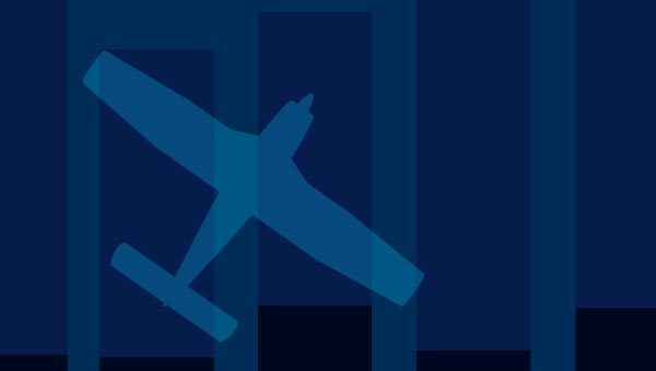 Airplane icon over blue graph